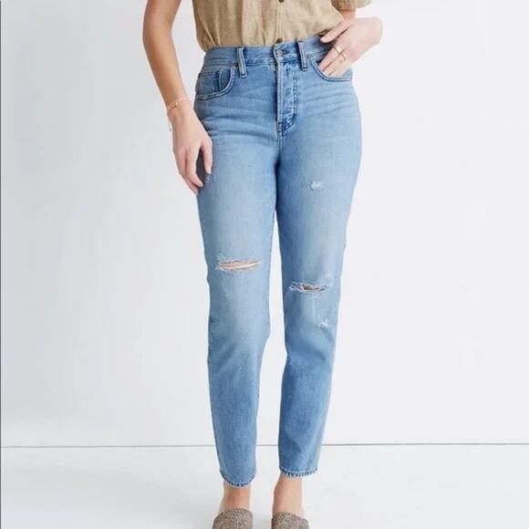 Madewell Perfect Vintage Distressed Cropped Ankle High Rise Jeans Size 32 - Picture 15 of 15